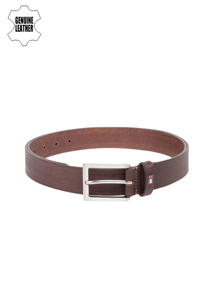 Buy Tommy Hilfiger Men Brown Textured Genuine Leather Belt Belts
