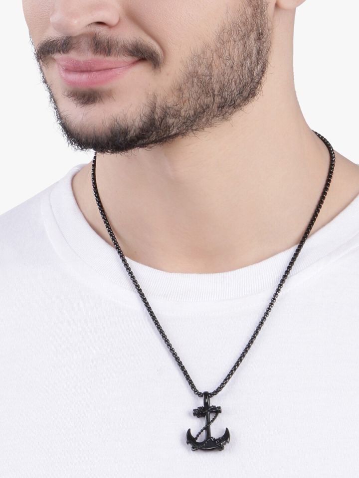 Black anchor new arrivals necklace