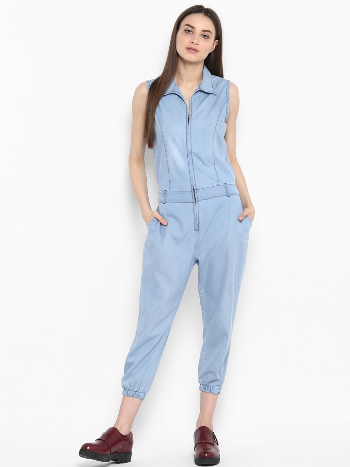 denim capri jumpsuit