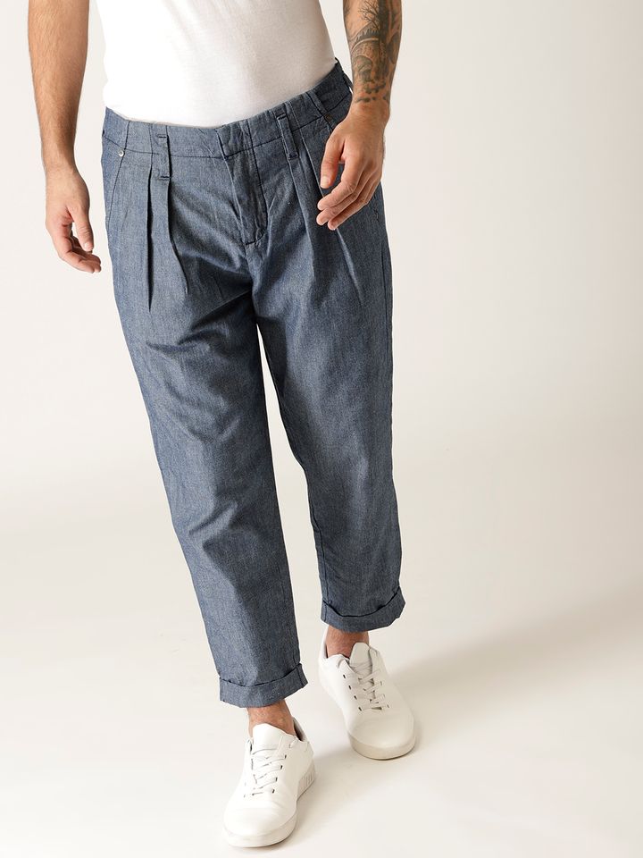 mens tapered cropped trousers