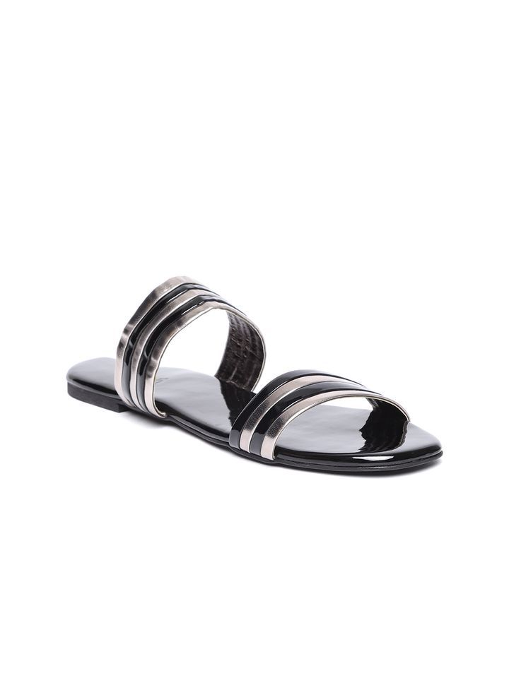 silver open toe flats