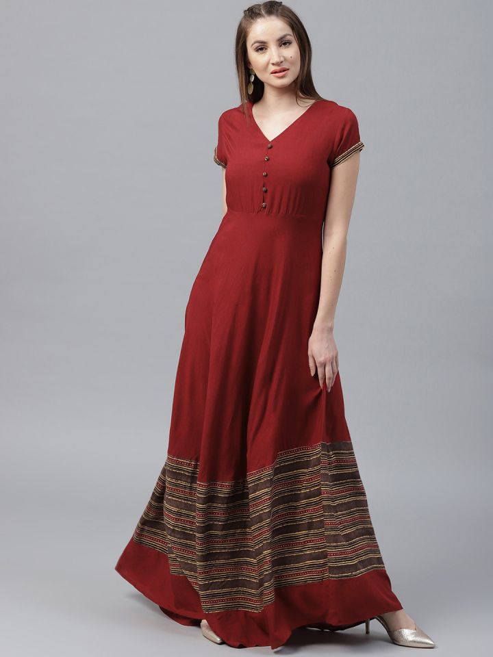 maroon dress myntra