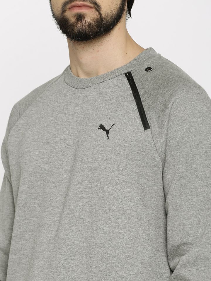 Buy Puma Men Grey Evo Core Crew Solid Sweatshirt Sweatshirts for