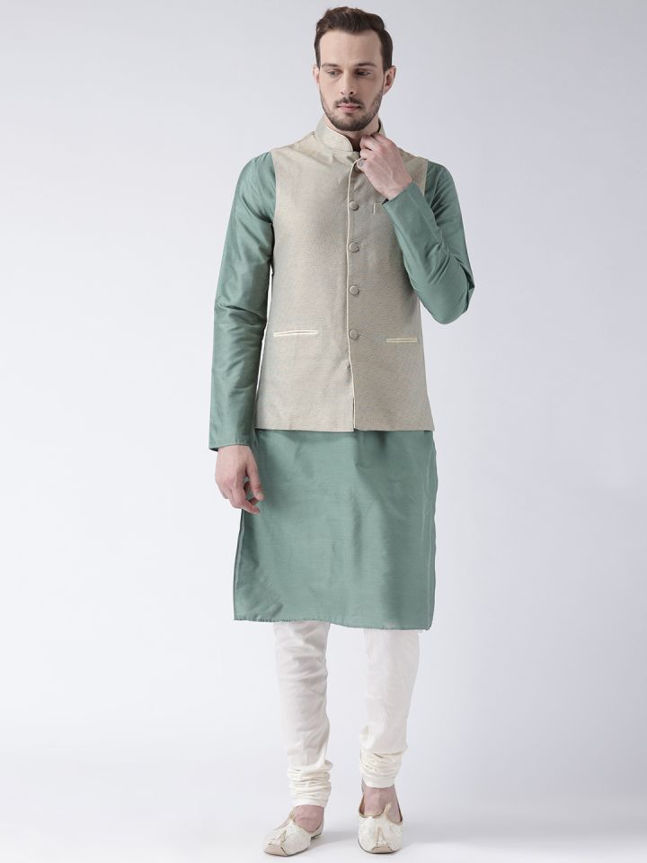 pista green nehru jacket