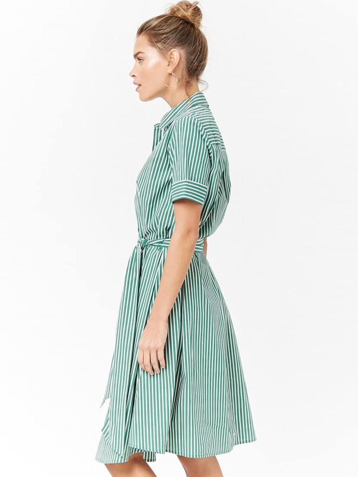 Forever 21 green top striped dress