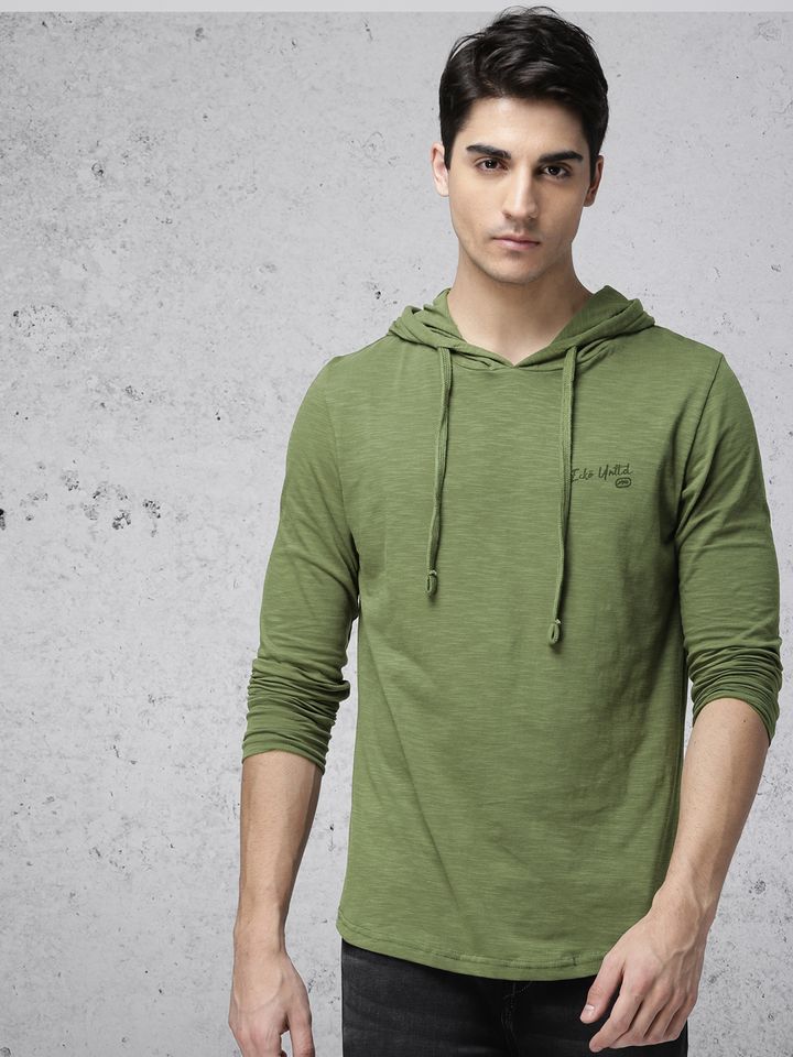 Buy Ecko Unltd Men Olive Green Solid 
