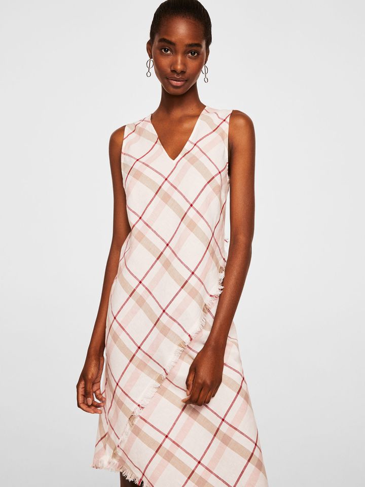 Mango pink tartan dress clearance
