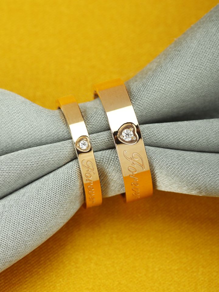 Peora Set of 2 Rose Gold Toned Couple Rings