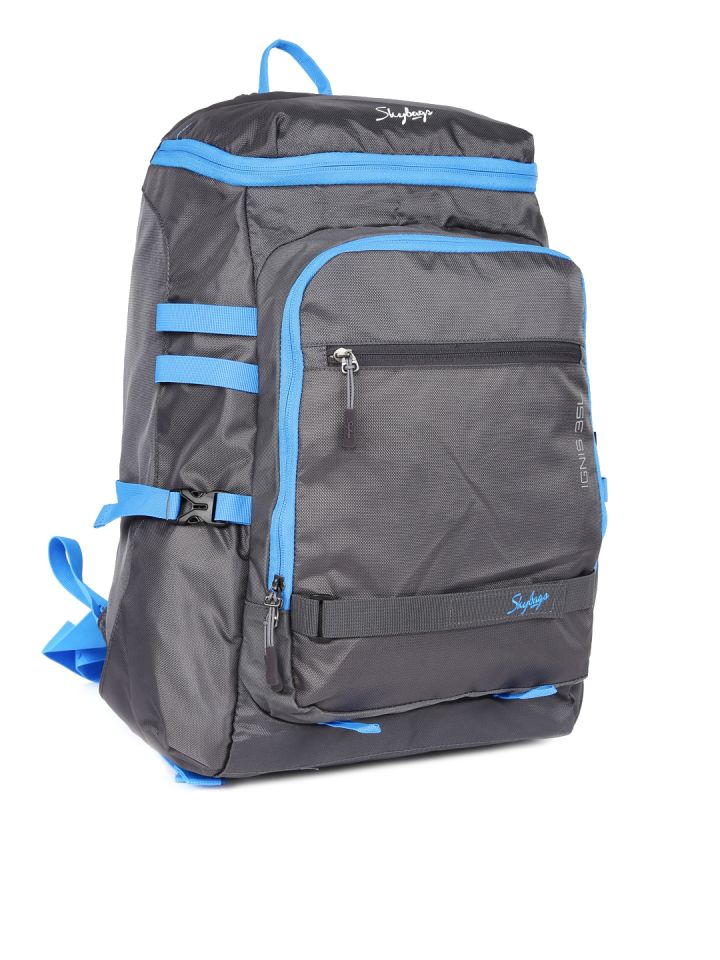 Buy Skybags Unisex Grey Blue Ignis 35 Weekender Backpack