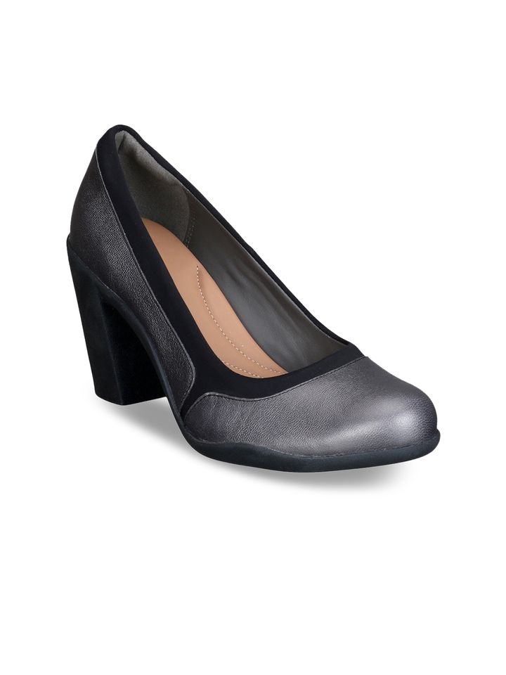 clarks grey pumps