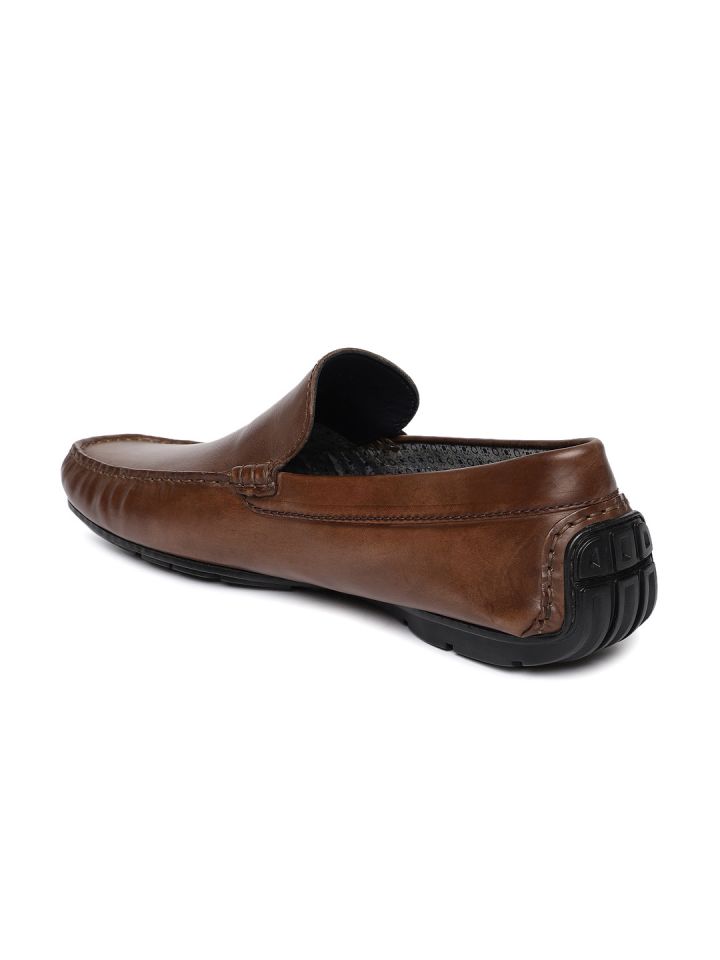 Language Men Brown Leather Driving Shoes