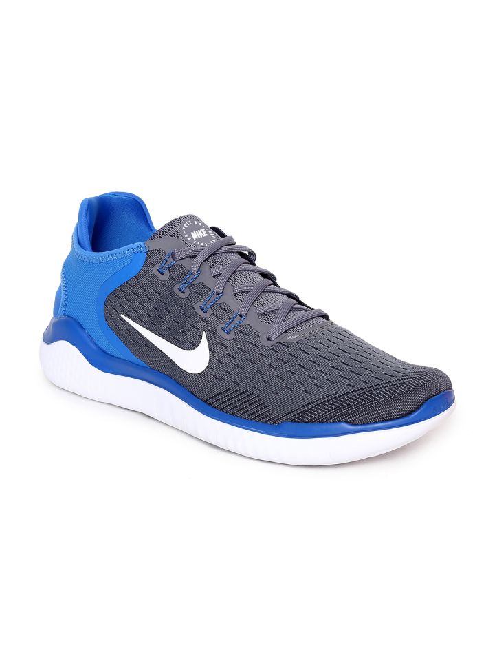 Nike Men Grey Blue Colourblocked Free Run 2018 Running Shoes