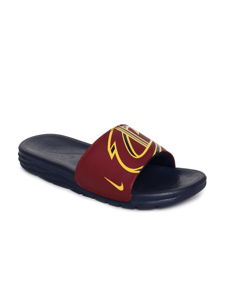 Nike Men Red Yellow Printed BENASSI SOLARSOFT NBA Sliders
