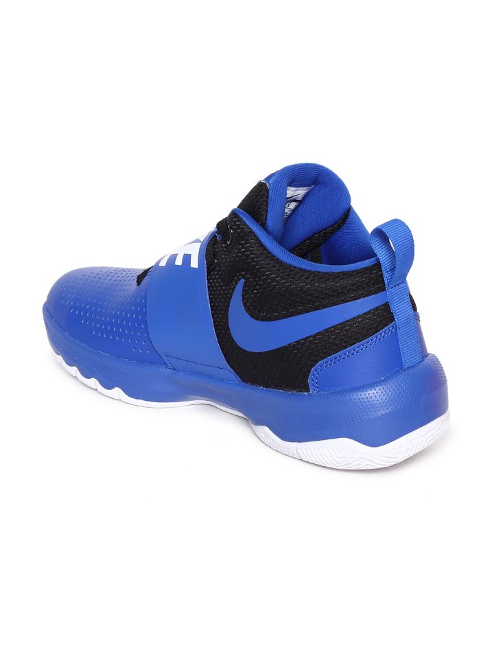 Nike Boys Blue Black Leather High Top Hustle D8 Leather Basketball Shoes