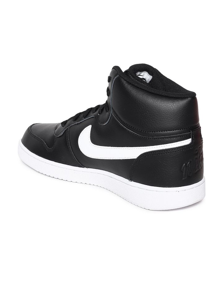 Nike Men Black Solid Leather Ebernon Mid Top Sneakers