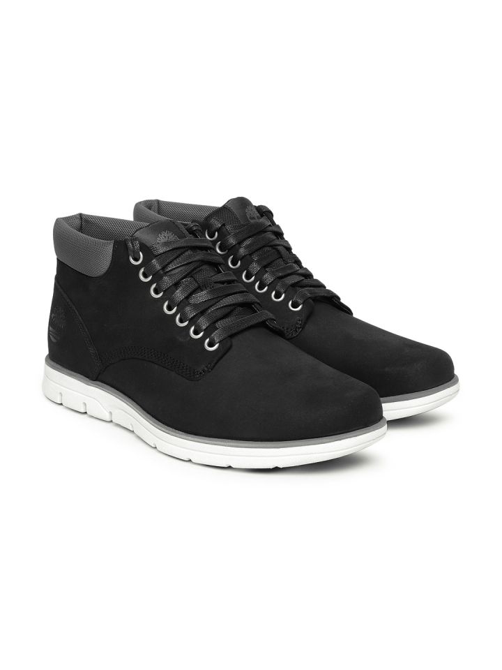 Timberland Men Black Solid BRADSTREET Leather Mid Top Sneakers