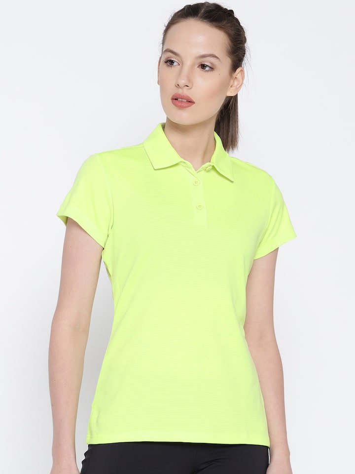 Buy ADIDAS Women Lime Green Solid Polo 