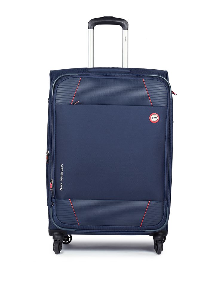 Buy VIP Blue Solid Polyester Medium Trolley Bag Trolley Bag for