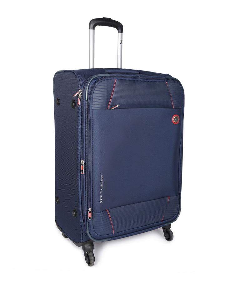 VIP Blue Solid Polyester Medium Trolley Bag