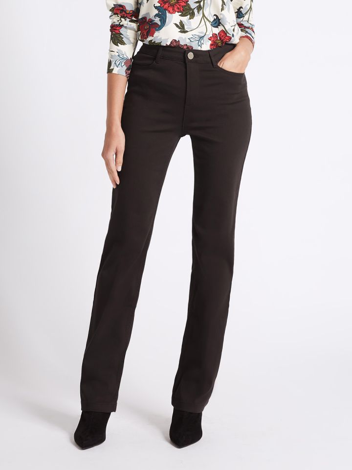 Buy Marks Spencer Women Coffee Brown Straight Fit Mid Rise Clean