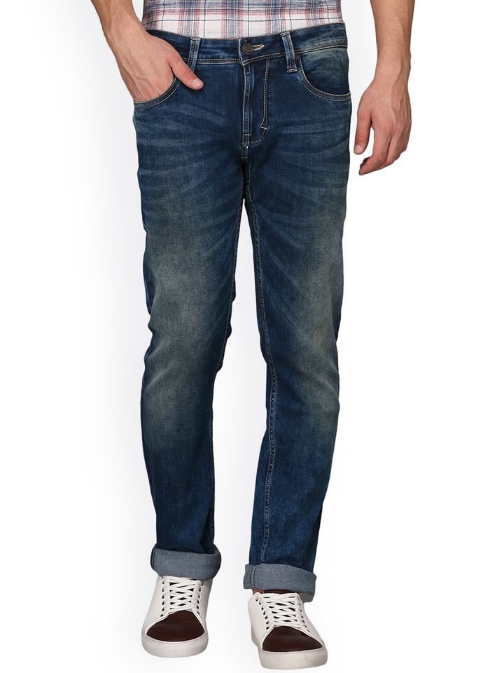 JADE BLUE Men Blue Slim Fit Mid Rise 