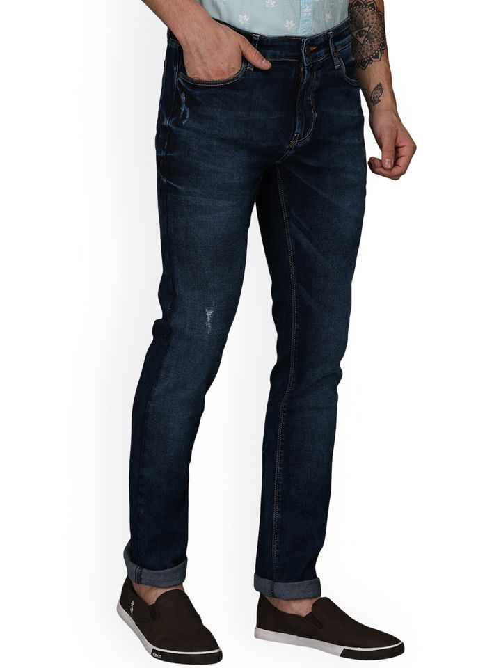 JADE BLUE Men Blue Slim Fit Mid Rise 