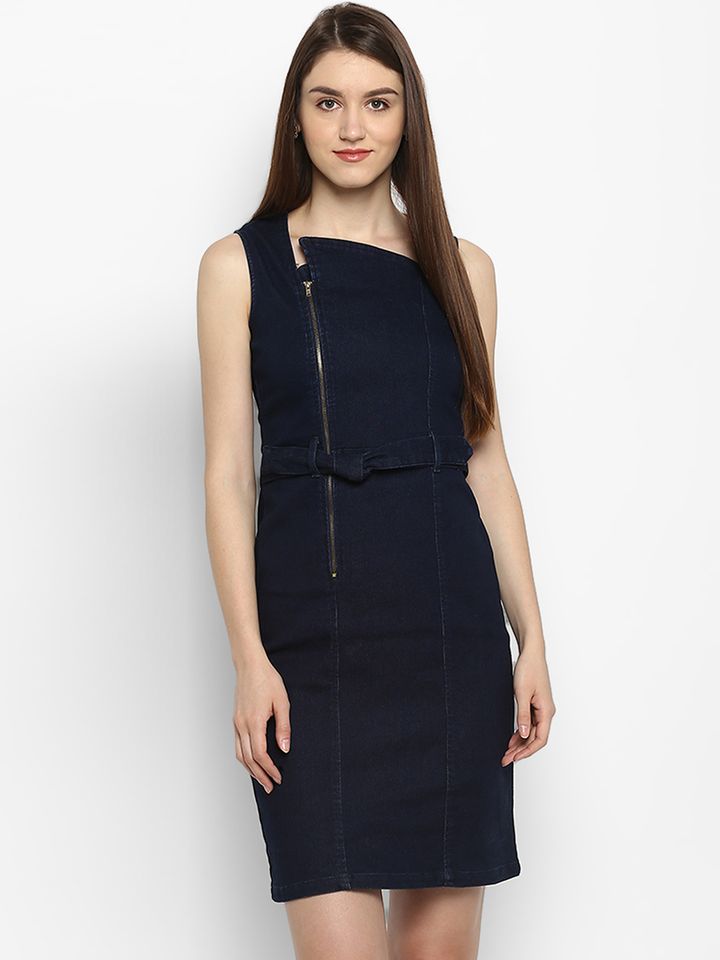 Buy StyleStone Women Navy Blue Solid Sheath Dress - Dresses for Women  6708108 | Myntra