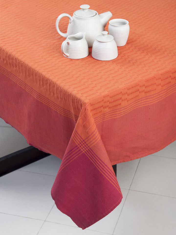 Buy Fabindia Orange Burgundy Embroidered Rectangular Table Cover