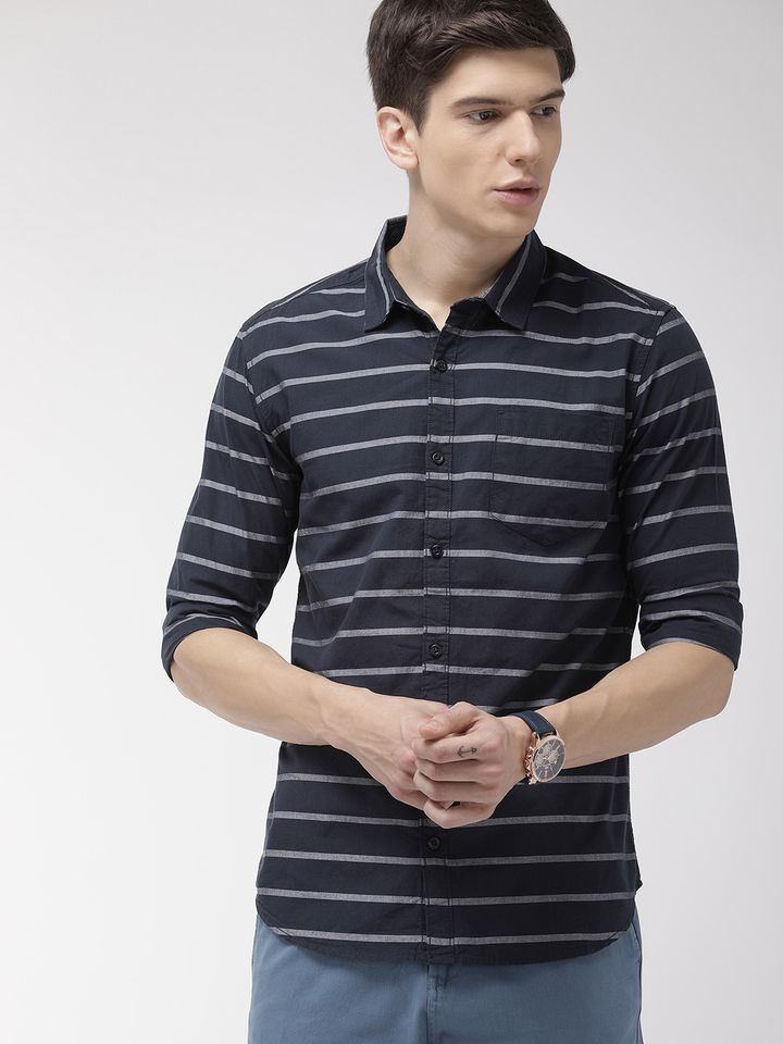 highlander men's striped casual shirt