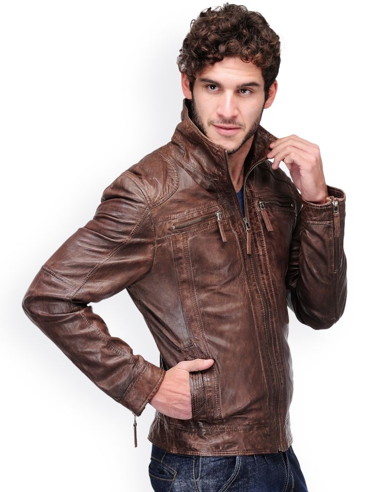 Teakwood leather shop jackets myntra