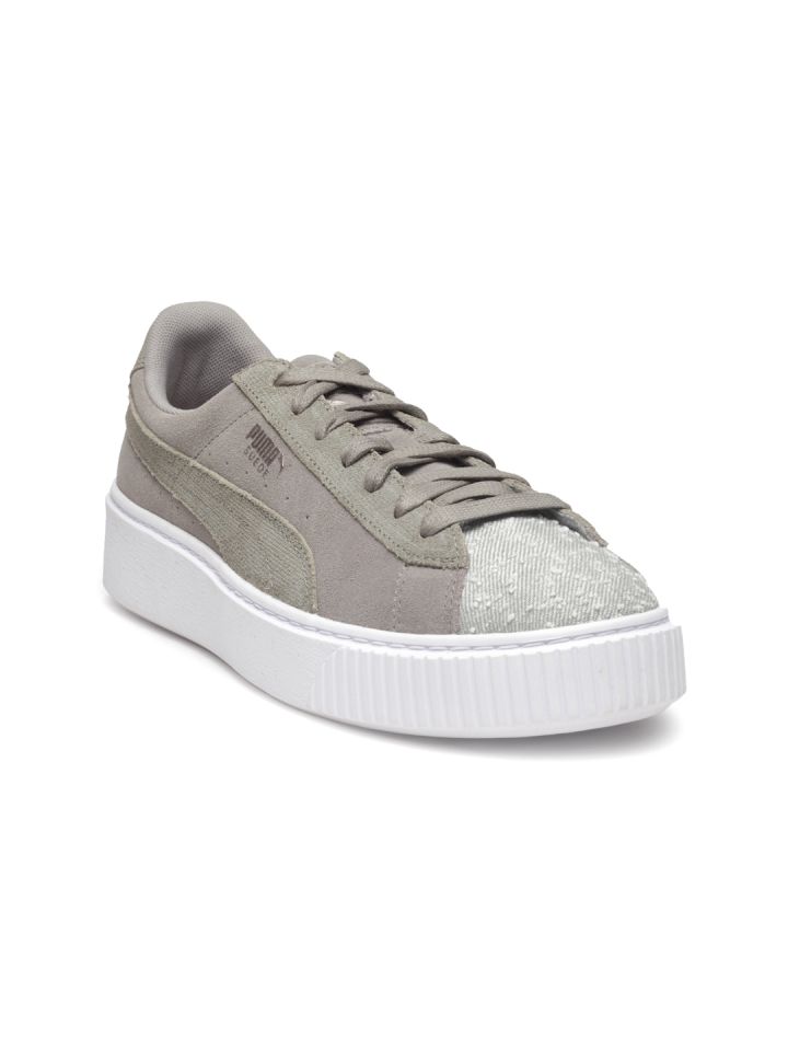 Buy Puma Women Grey Suede Sneakers 