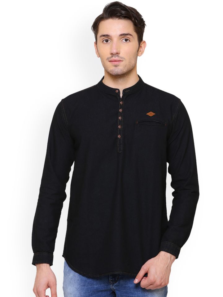 Buy Bewakoof Navy Cotton Regular Fit Short Kurta for Mens Online @ Tata CLiQ
