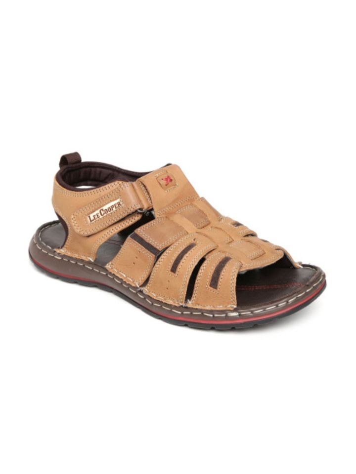 Buy Lee Cooper Men Tan Brown Leather Fisherman Sandals Sandals