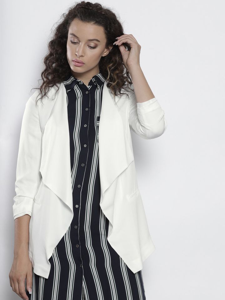 Buy DOROTHY PERKINS Women White Solid Open Front Jacket Jackets