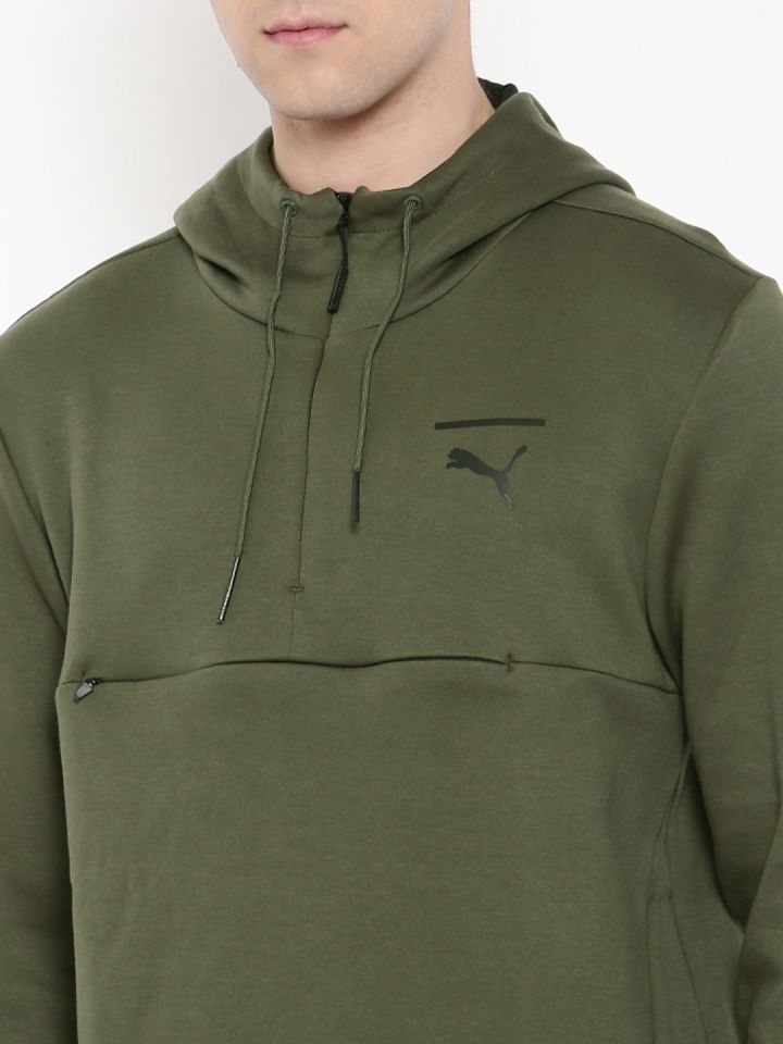 Olive green puma hoodie new arrivals