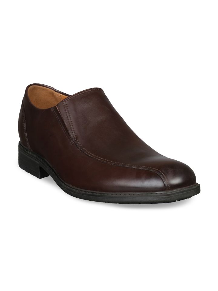 Clarks Men Coffee Brown Leather Slip On Formal Shoes