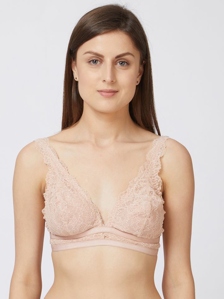Blush by PrettySecrets Nude-Coloured Lace Non-Wired Non Padded Bralette Bra  BSS18BRL002