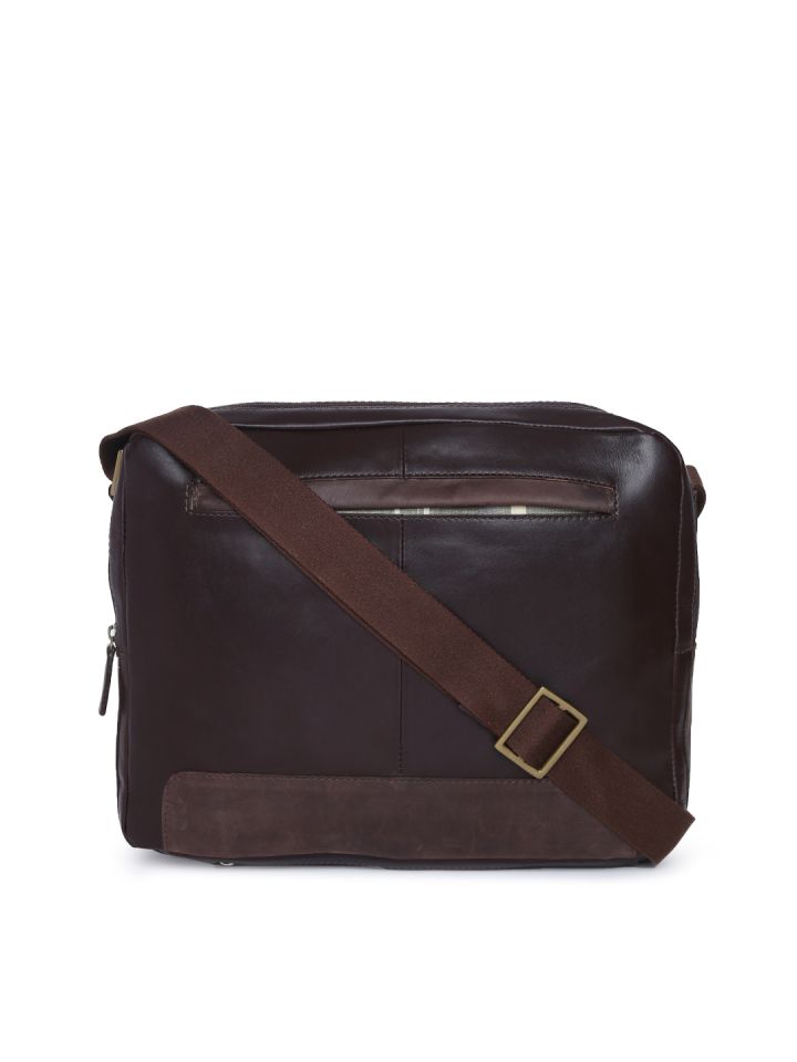 Buy Hidesign Men Brown Solid Leather Messenger Bag Messenger Bag