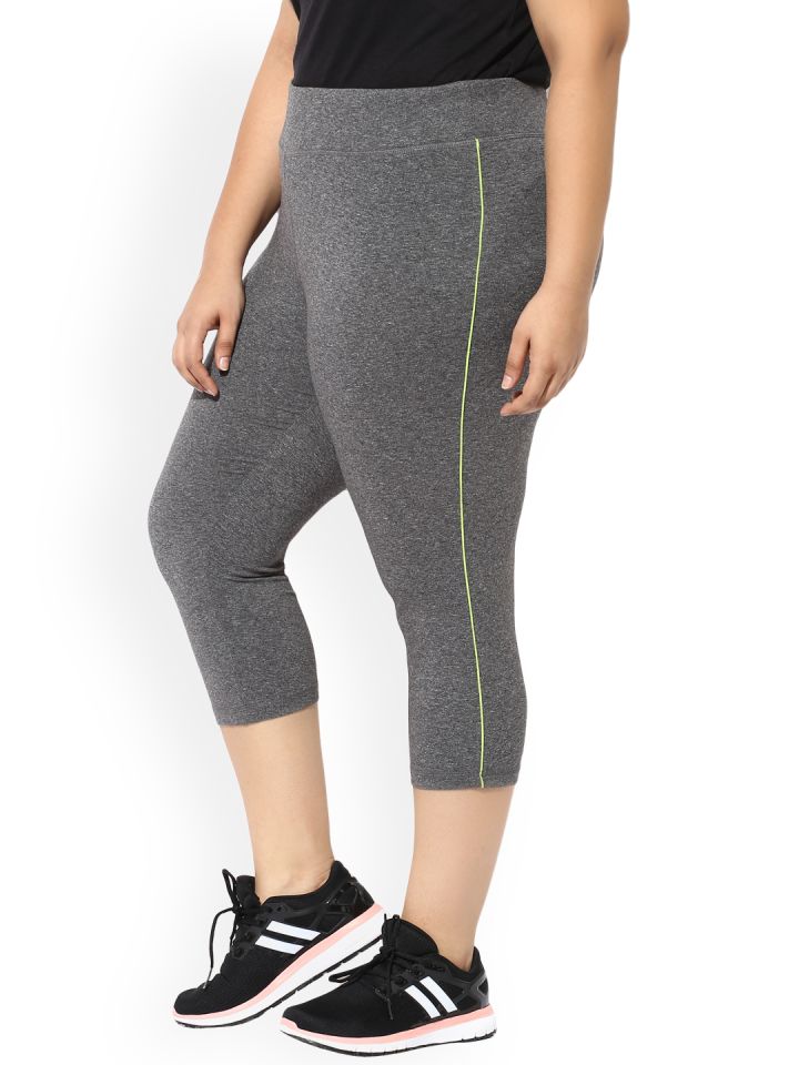 Buy ALL Plus Size Women Charcoal Grey Solid 3/4th Length Track Pants - Track  Pants for Women 6787571