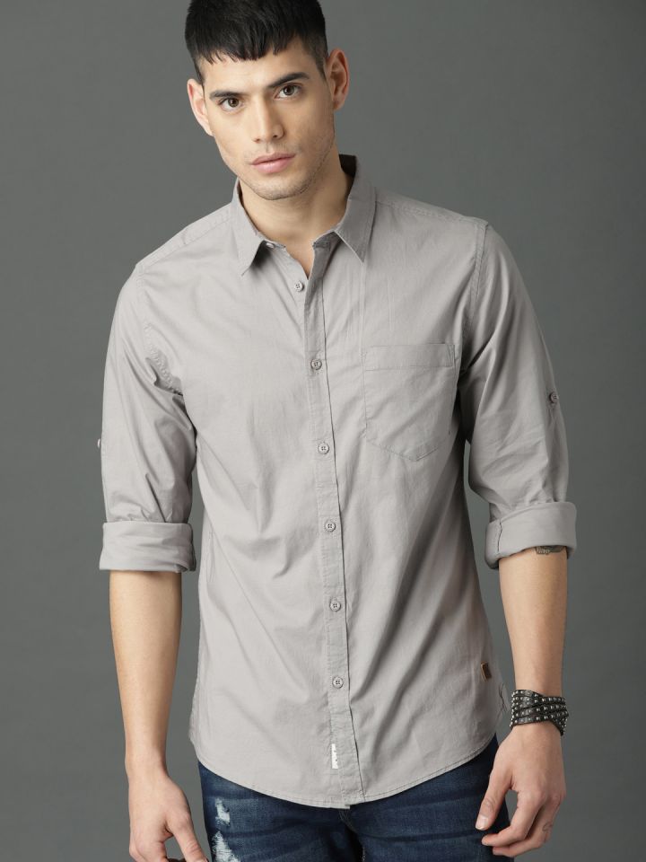 Buy Roadster Men Grey Sustainable Casual Shirt Shirts for Men