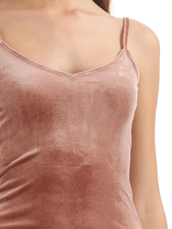 Buy Aeropostale Women Peach Coloured Solid Velvet Tank Top - Tops