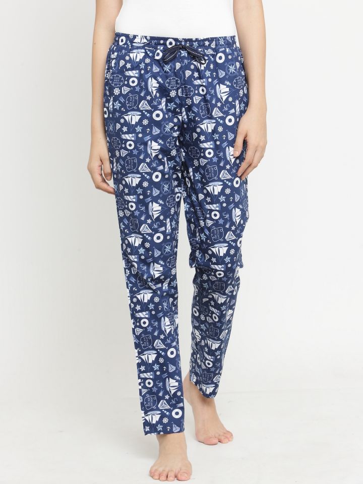 Buy Claura Blue Printed Pyjamas 13 Lounge Pants for Women