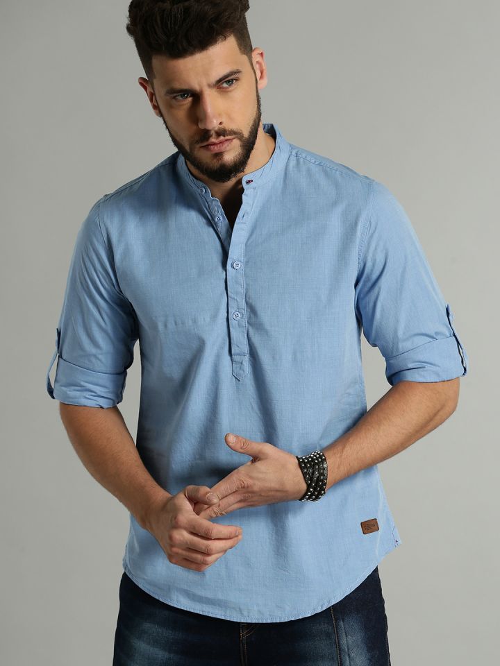 Buy Roadster Men Blue Printed Casual Sustainable Shirt - Shirts for Men  1364628