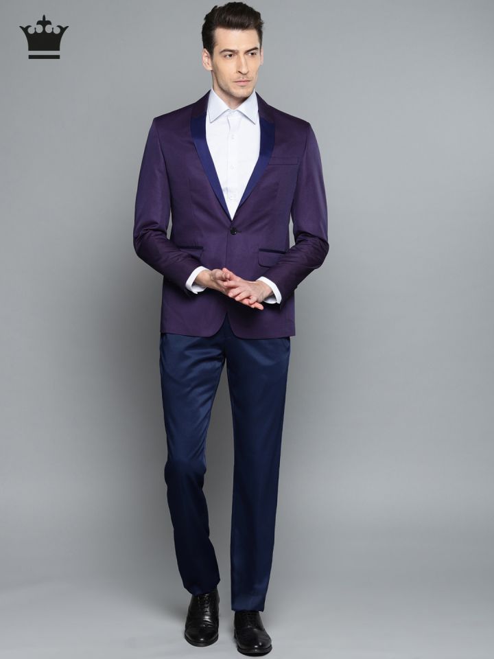 52% OFF on Louis Philippe Purple Self-Design Single-Breasted Milano Slim  Fit Formal Suit on Myntra