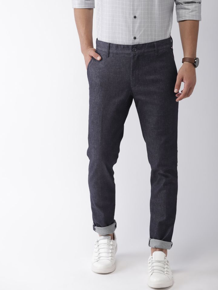 Tommy Hilfiger Men Blue Denton Straight Fit Mid Rise Clean Look Stretchable Jeans