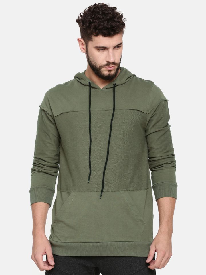 Buy SKULT By Shahid Kapoor Men Olive Green Solid Hooded Sweatshirt