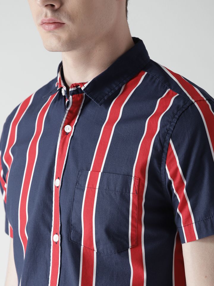 Black Vertical Stripe Shirts Mens Red Striped Blue Shirt Men Pinstripe  Casual Button Down Regular Fit Basic Blouse, Red, Large : :  Clothing, Shoes & Accessories