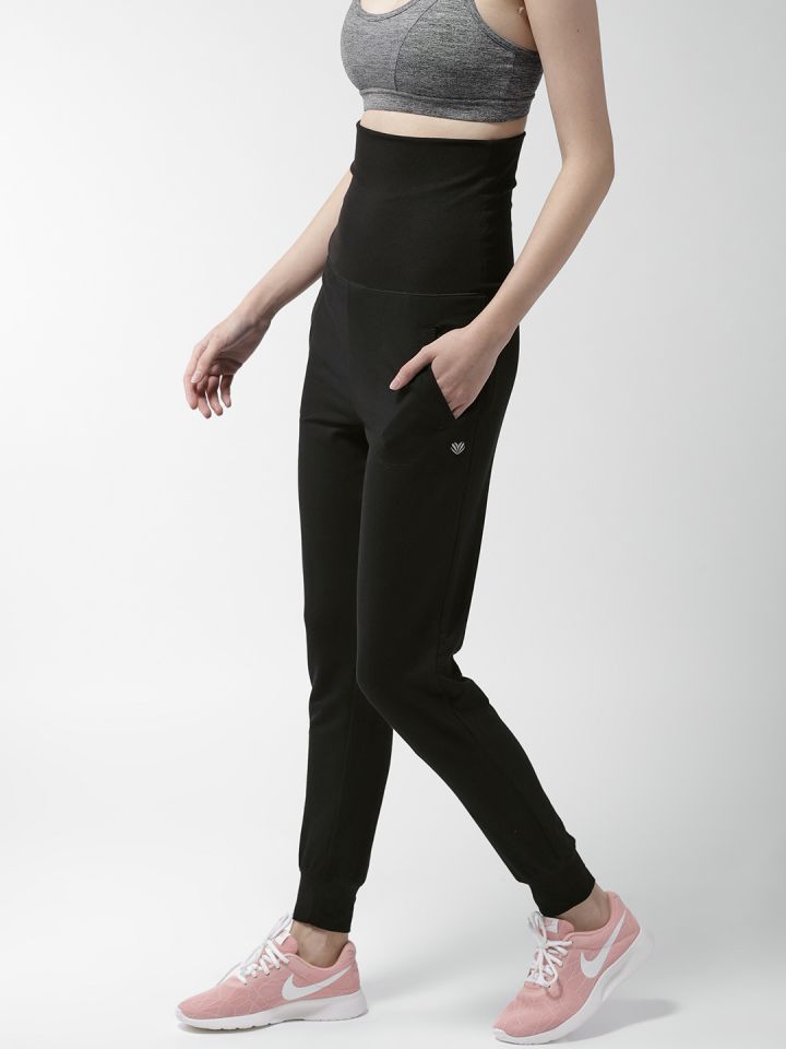 Buy FOREVER 21 Women Black Solid High Rise Joggers Track Pants