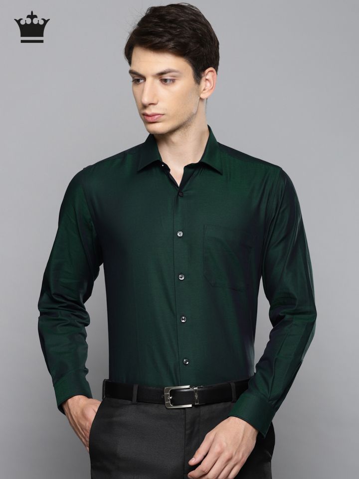Dark green top formal shirt mens