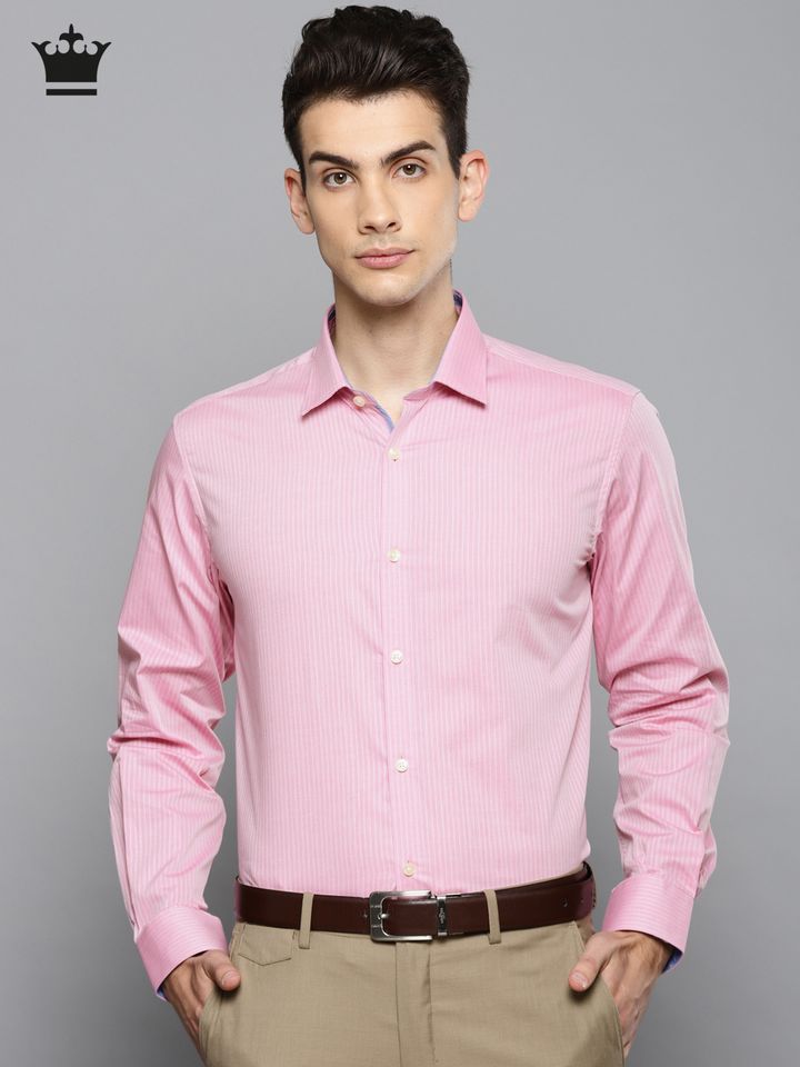 Buy Louis Philippe Men Pink Slim Fit 